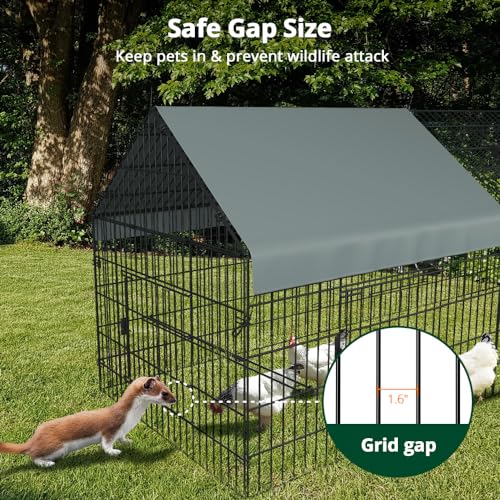 PawGiant Chicken Coop Run Pen for Yard with Cover Outdoor Metal Portable J3683