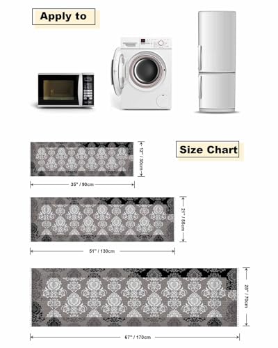 Microwave Oven Dust Cover, Vintage Floral Grey Black White, Anti-Slip with Storage Pockets S374