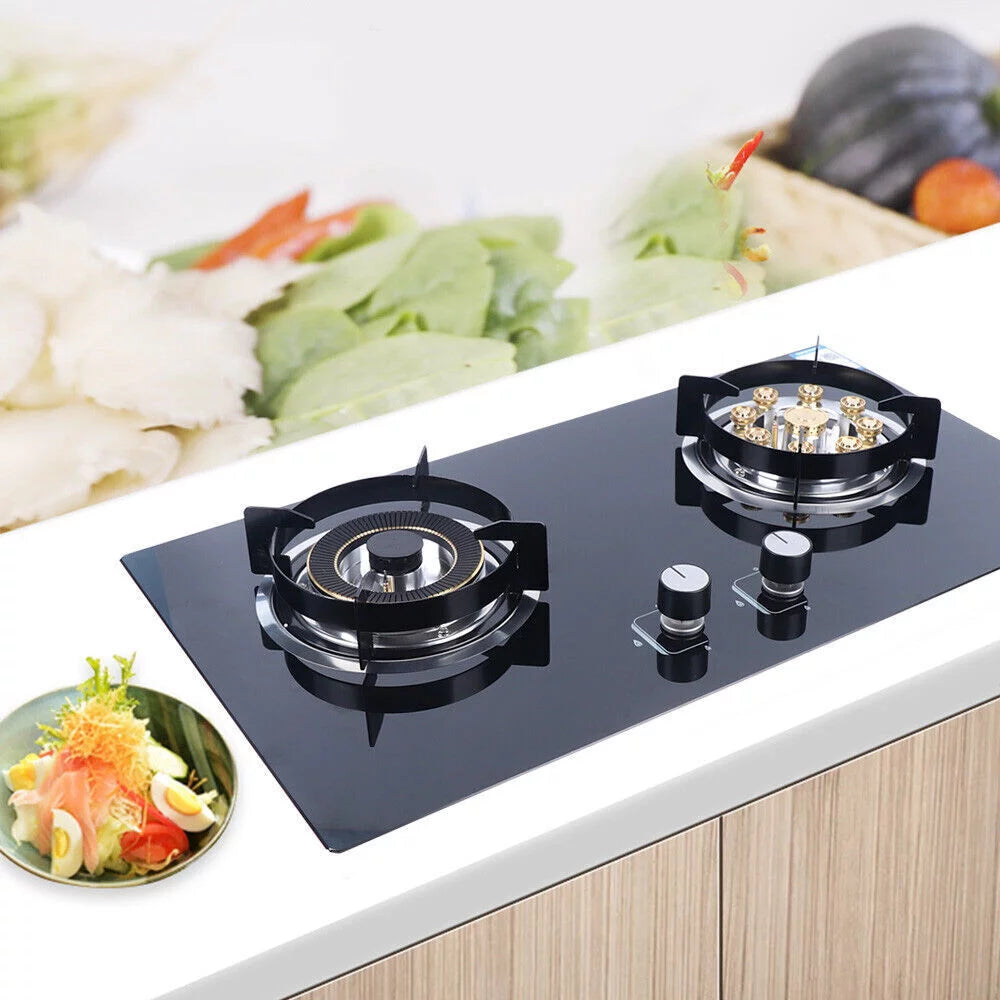 Fichiouy Gas Cooktop 2-Burner Built-In Natural Gas Stove O284