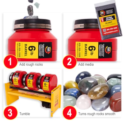 MJR Tumblers Multi-Barrel Rock Tumbler - Durable Leak-Proof Rock Polisher for Kids and Adults J31065