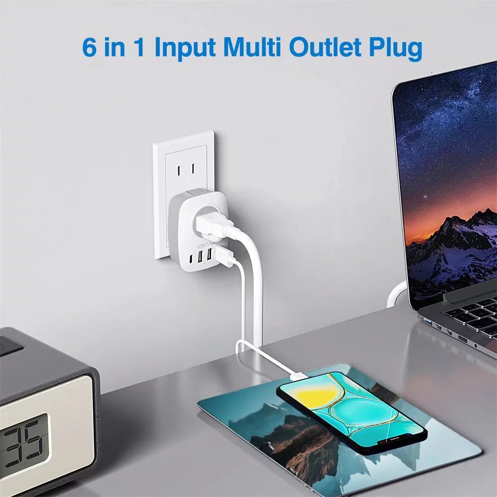 VINTAR Travel Adapter US to UK, Type G Plug, 4 USB Ports, 2 Pack C363257