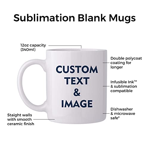 12 OZ White Ceramic Sublimation Mugs, Set of 4 Q289885