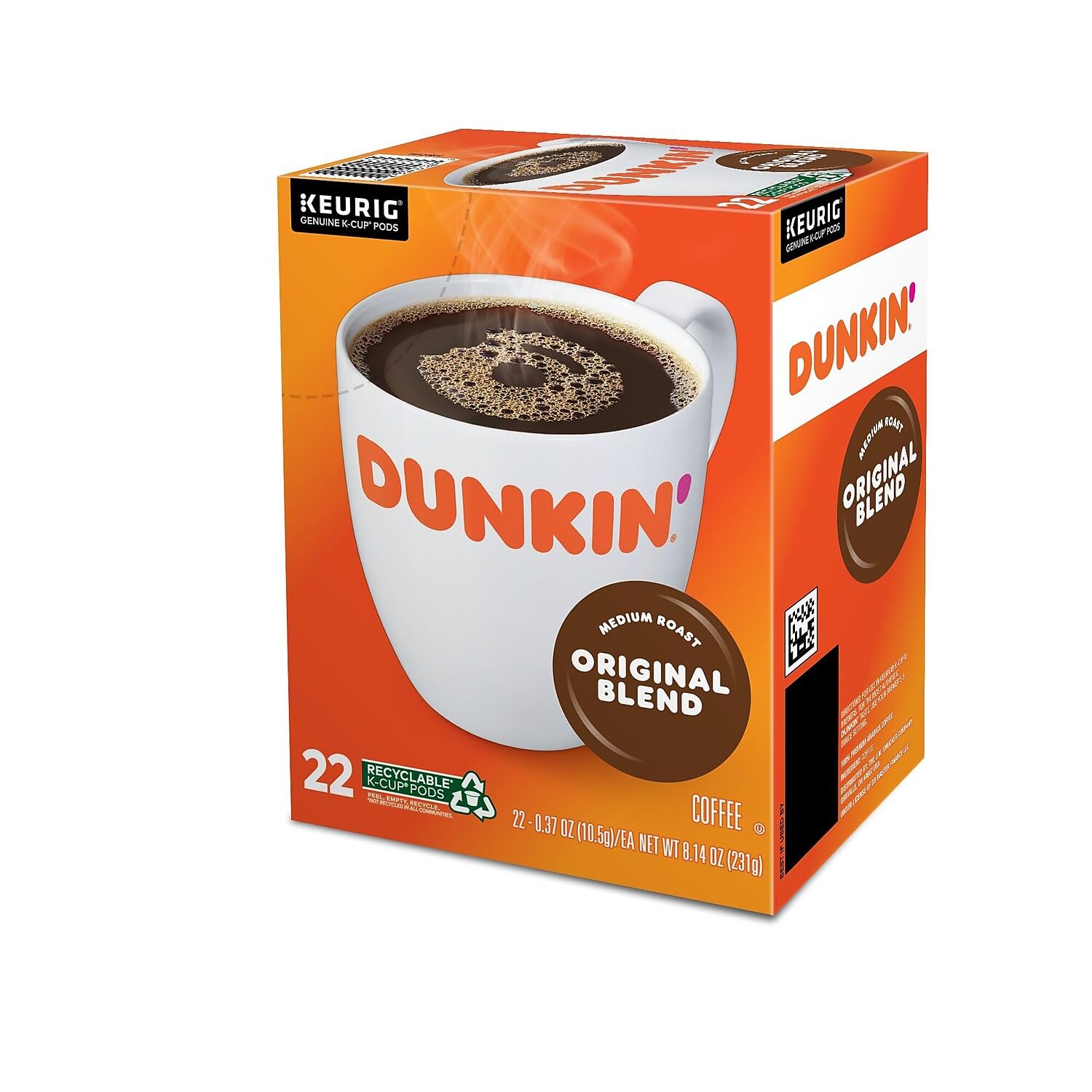 Dunkin' Original Blend Medium Roast Coffee, 22 K-Cup Pods A158