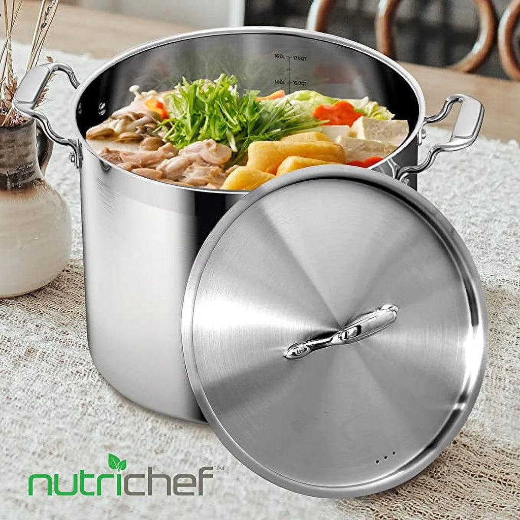 NutriChef Lid for 5-Quart Stockpot, Stainless Steel Cover with Handle M34743