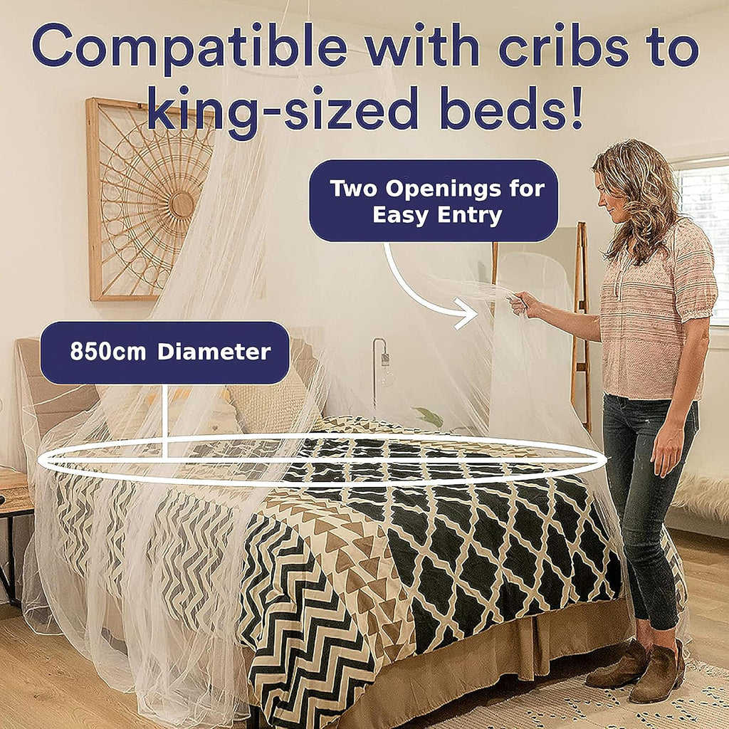 EVEN NATURALS King Size Mosquito Net for Bed, Easy Installation, Machine Washable P272508