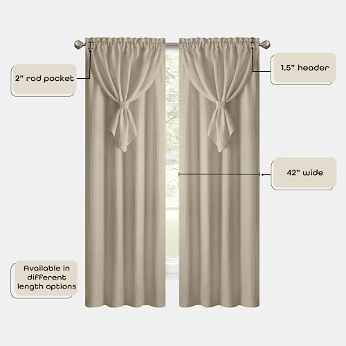 Achim Home Decor Allegra Window Curtain Panel with Valance, 42x84 Inch, White J8575