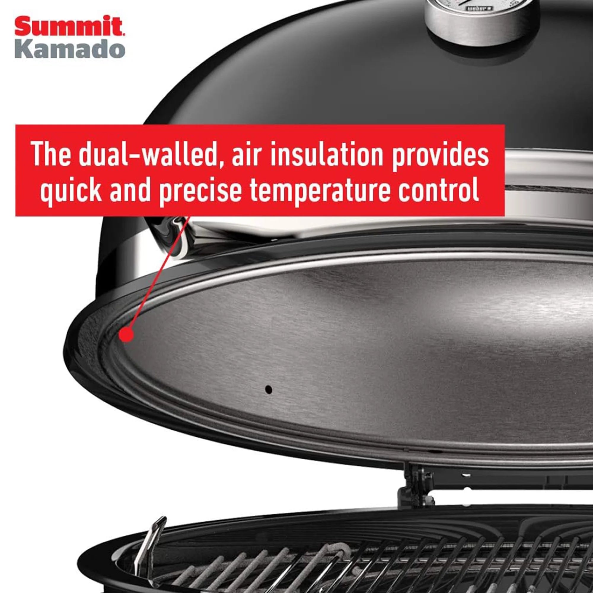 Weber Summit Kamado E6 Charcoal Grill with Stainless Steel Lid, Black E91220