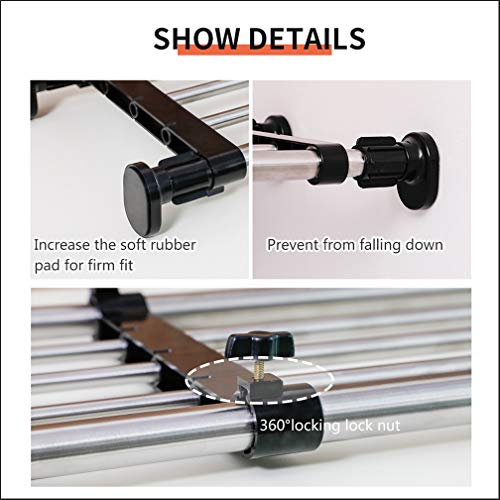 Hershii Expandable Closet Tension Shelf Rod Adjustable Metal Storage Rack, Black A674