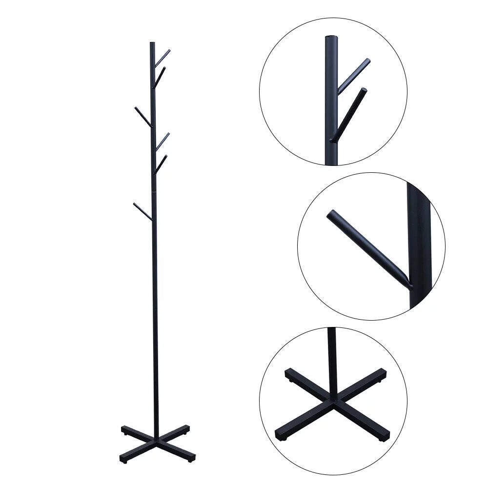 7 Hooks Metal Coat Rack Stand with Hat Holder, 67IN B401580