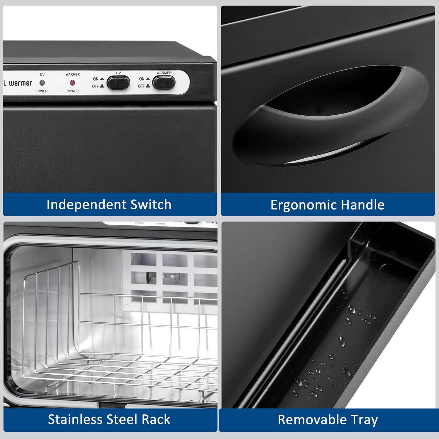 Black Aluminum Towel Warmer Cabinet for Salons & Spas F920198