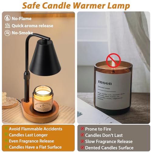 Electric Candle Warmer Lamp with Timer, Dimmable, Adjustable Height, White R498935