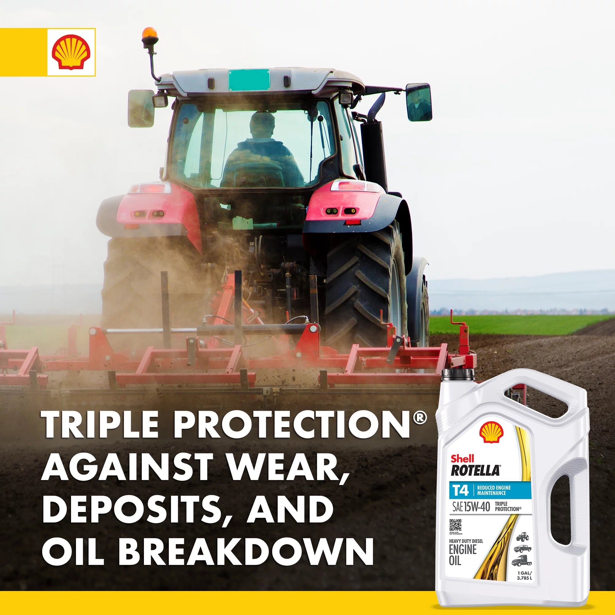 Shell Rotella T4 Triple Protection 15W-40 Diesel Motor Oil 1 Gallon 3 Pack P776