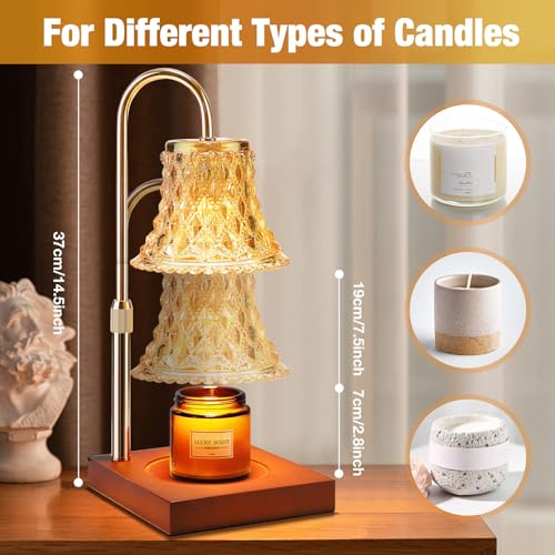 Candle Warmer Lamp with Timer & Dimmer, Adjustable Height, 2 Bulbs T30751
