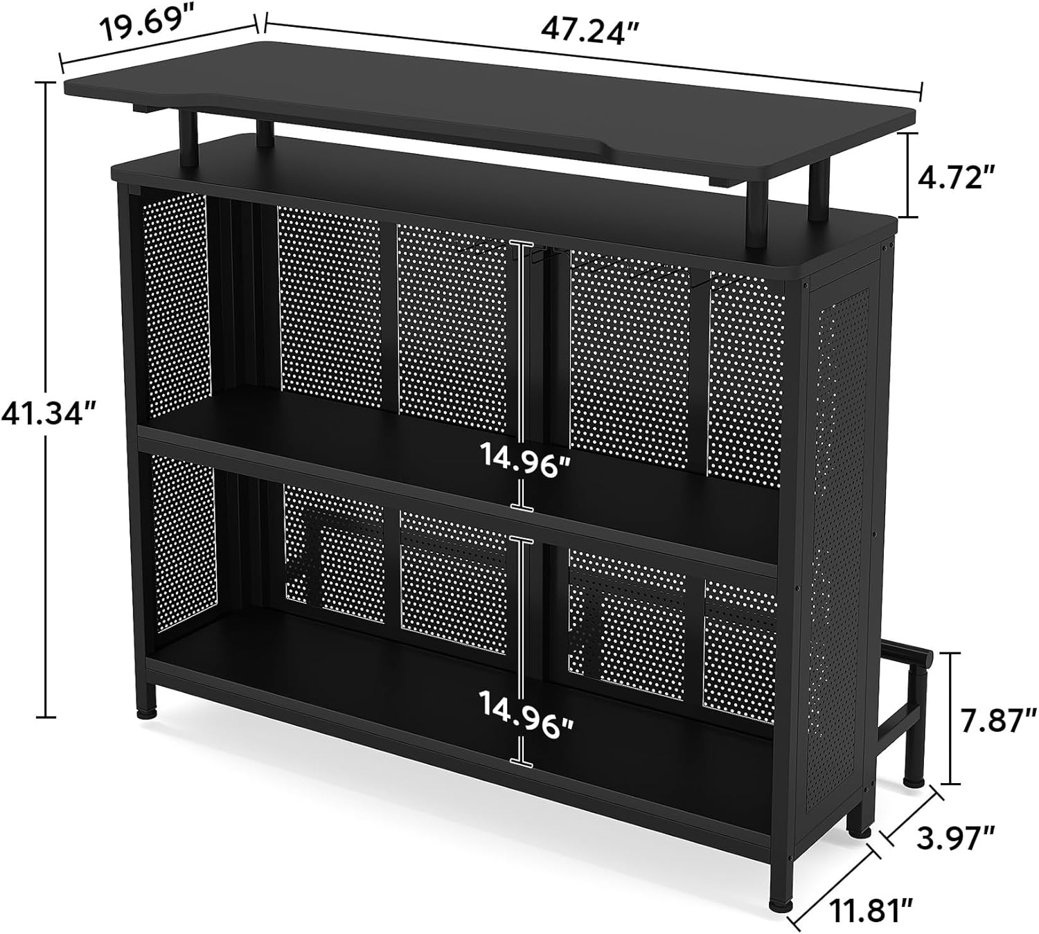 Industrial Liquor Bar Table with Stemware Rack Y305387