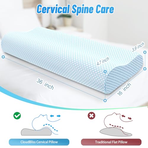 Ergonomic Memory Foam Neck Pillow for Sleeping and Neck Pain Relief, Blue M6774