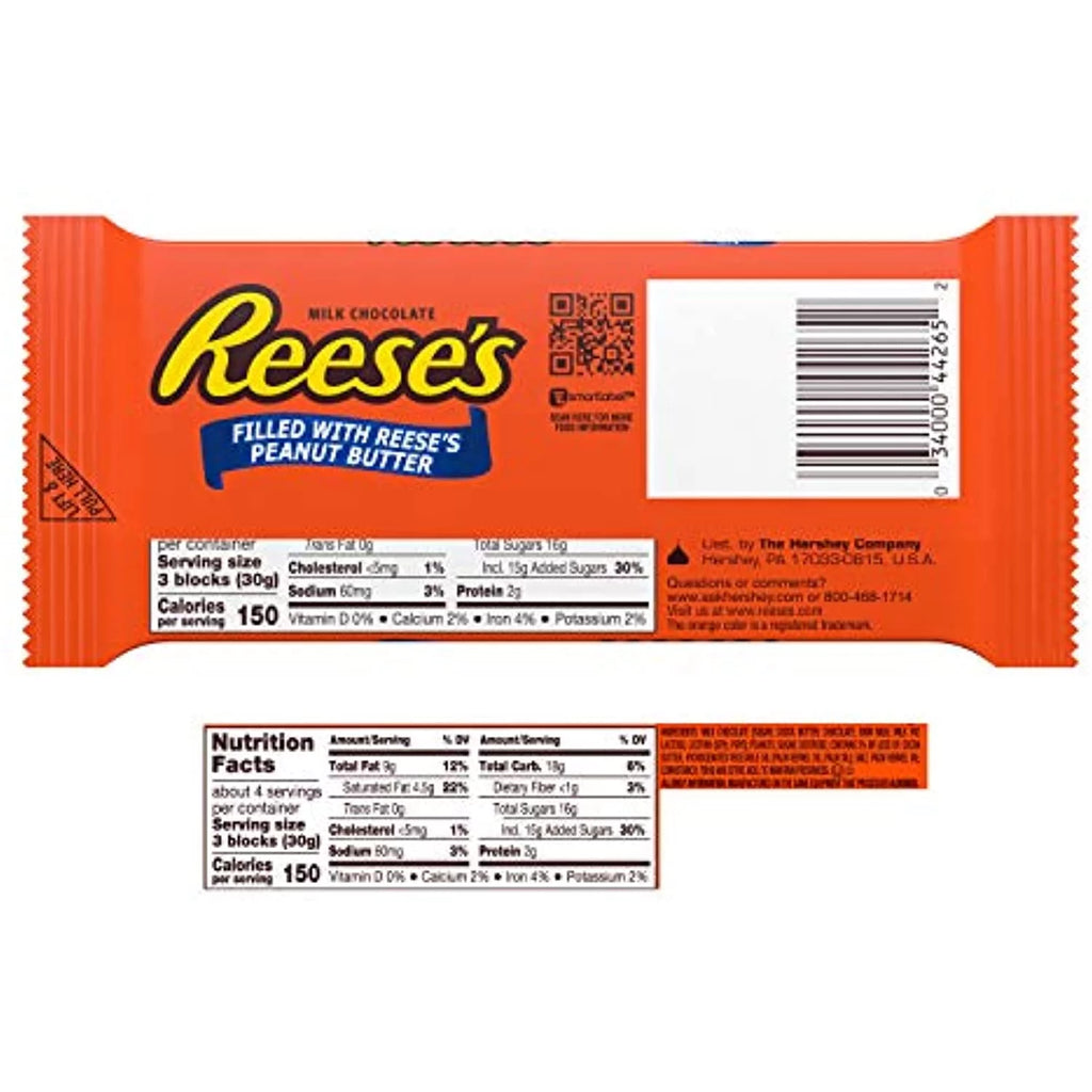 Reeses Milk Chocolate Peanut Butter Candy Bars, 4.25 oz (12 Count) R9133
