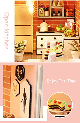 Kisoy Dollhouse Miniature with Furniture Kit, Handmade DIY House Model (Blossom Stories) R401