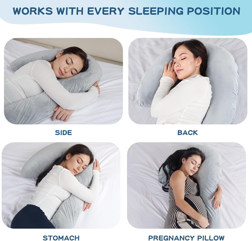 SAHEYER Swan Body Pillow for Adults, Adjustable Shredded Memory Foam, Grey F53604