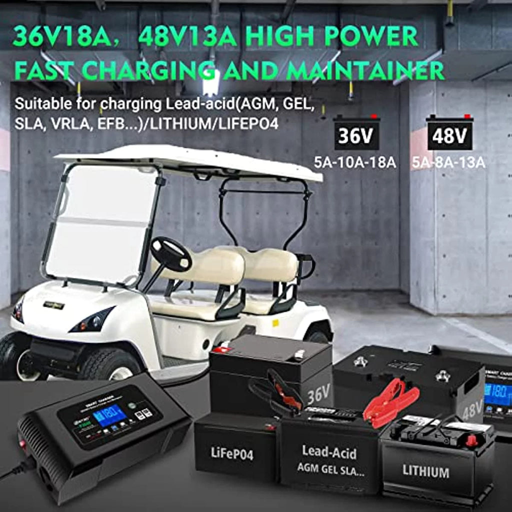 HTRC 36V 18-Amp and 48V 13-Amp Golf Cart Battery Charger for Club Car, EZGO & Yamaha F493220