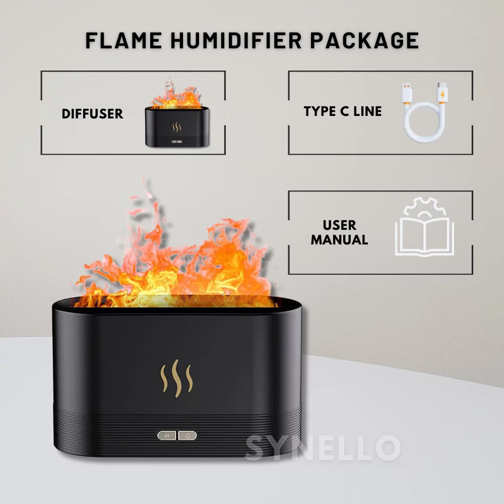 SYNELLO Flame Diffuser for Essential Oils 180ml Cool Mist Humidifier A15107
