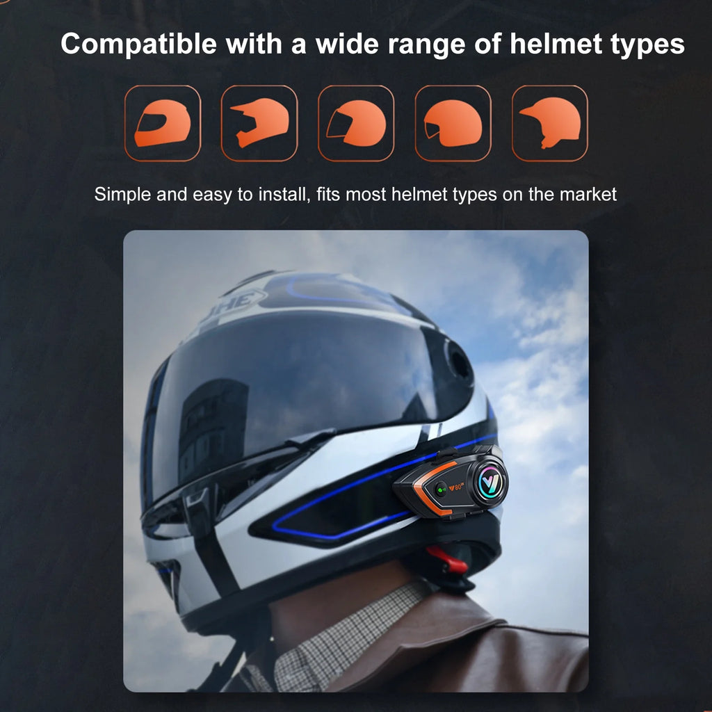 QINLIFE Wireless Headset Helmet Intercom IP67 for ATV Dirt Bike H6476