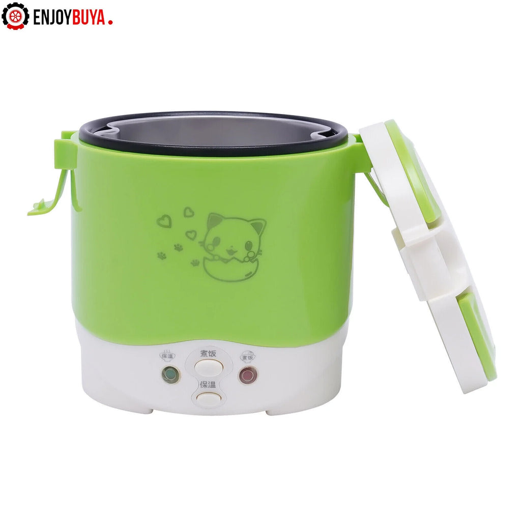 Mini Electric Rice Cooker 1L Portable for Travel with Measuring Cup and Spoon D85363