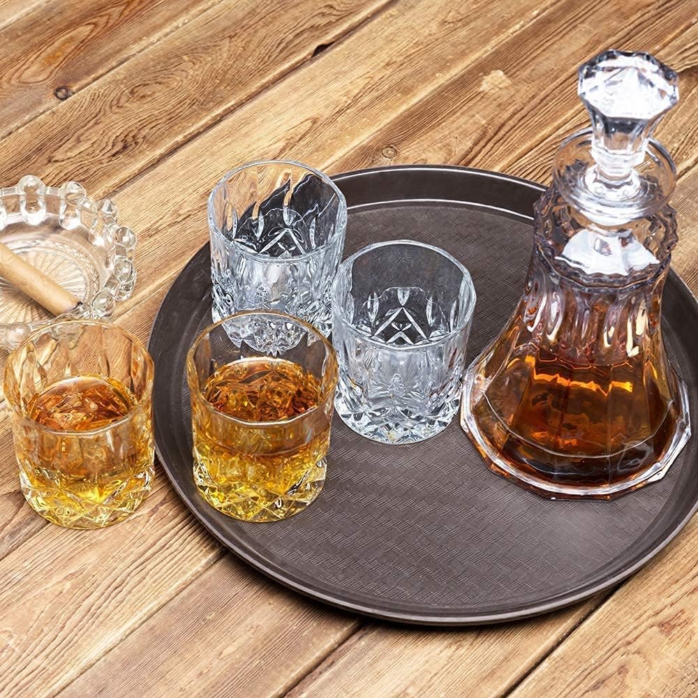 KANARS Whiskey Decanter Set with 4 Glasses, Crystal, 9-Piece G1717
