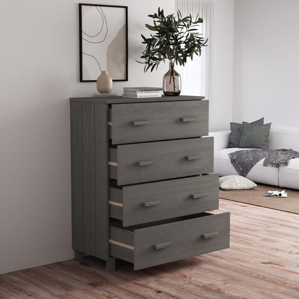 Tidyard Sideboard Buffet Cabinet, Pine Wood Storage Cabinet with 3 Drawers, Light Gray W728
