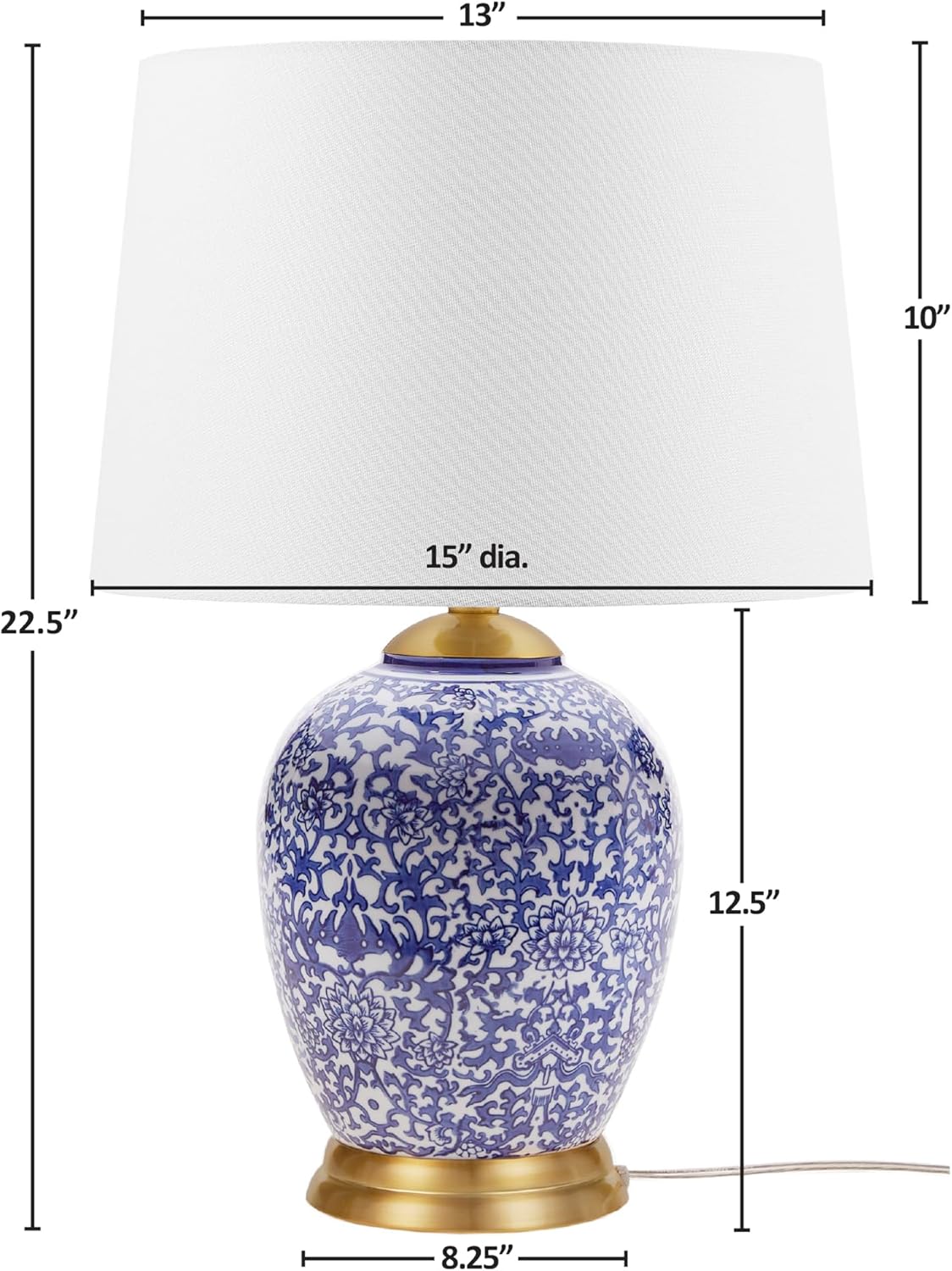 MARTHA STEWART Mystique Table Lamp Ceramic Urn Nightstand Lamp Blue 22.5" H L335404