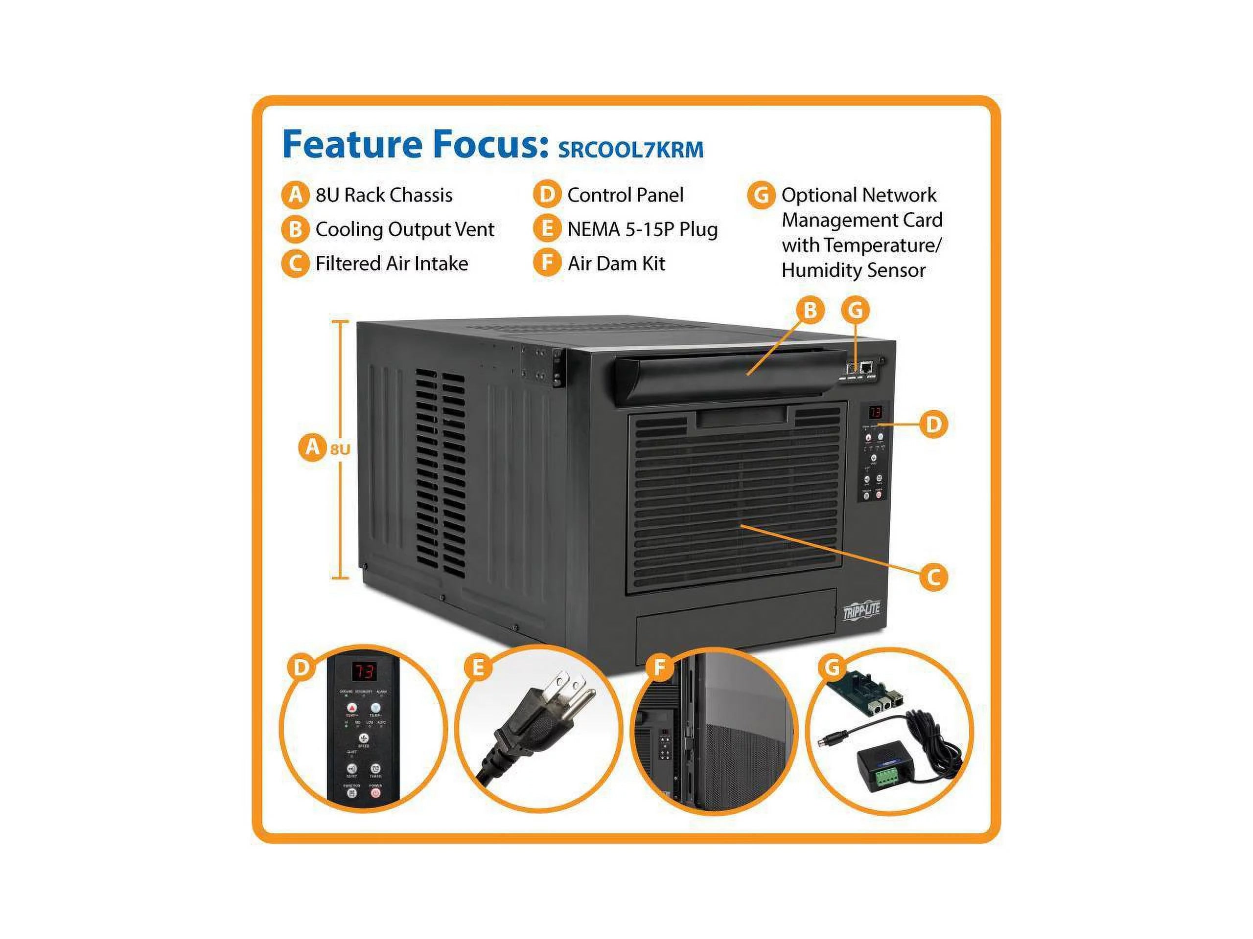 Tripp Lite 7,000 BTU 120V Rack-Mounted Air Conditioning Unit K9937