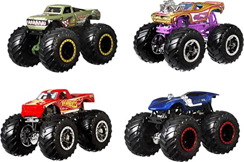 Hot Wheels Monster Trucks 4-Pack, 1:64 Scale Toy Trucks D8636