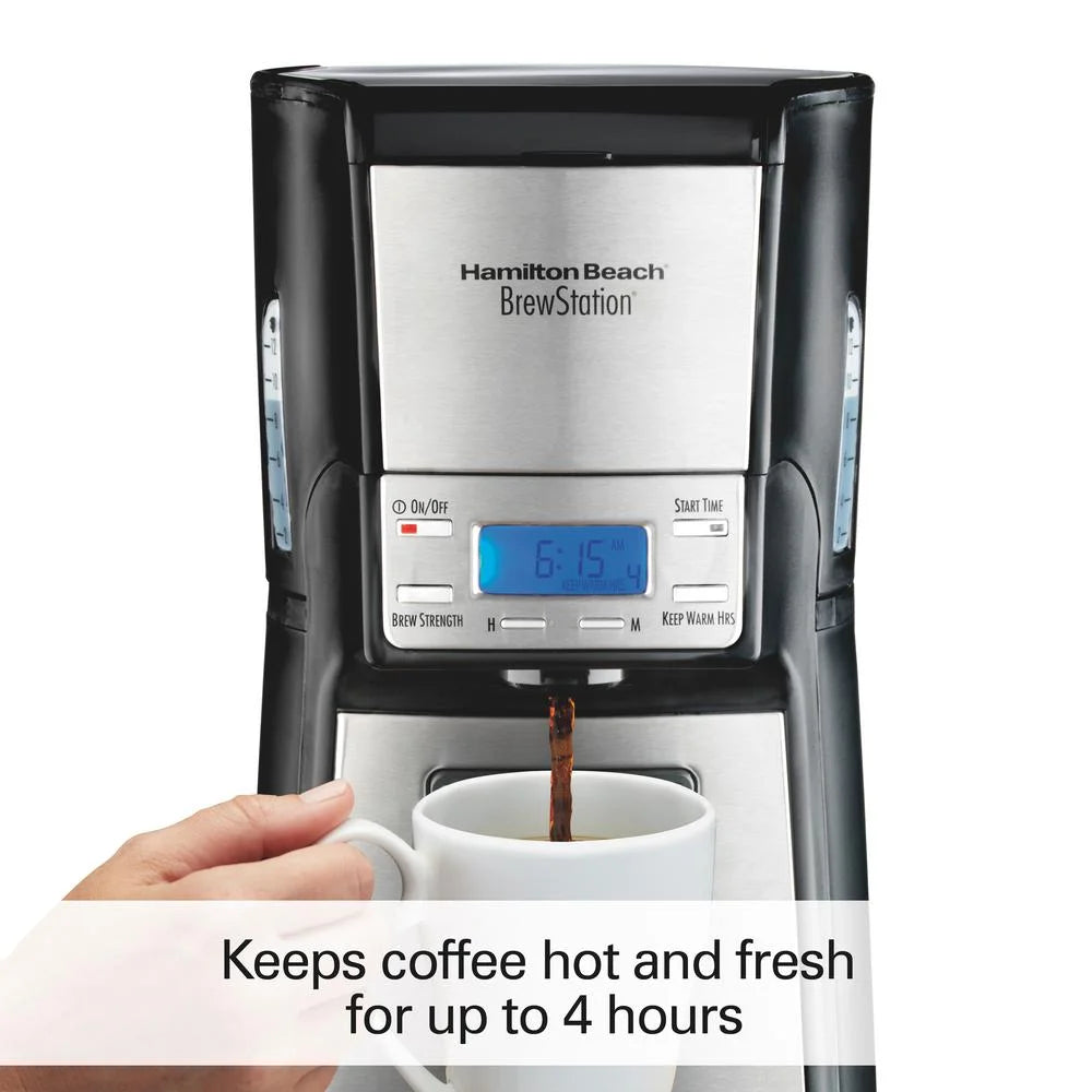 Hamilton Beach 48465 Coffee Maker, 12 Cup Brewstation, Black & Stainless D48927