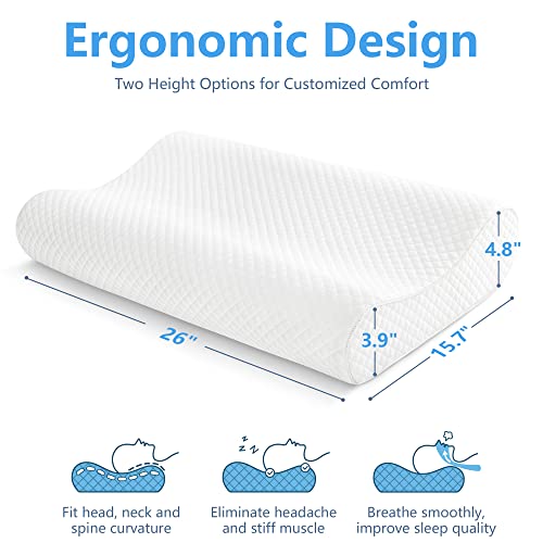 AM AEROMAX Queen Size Firm Contour Memory Foam Pillow for Neck Pain Relief A45072