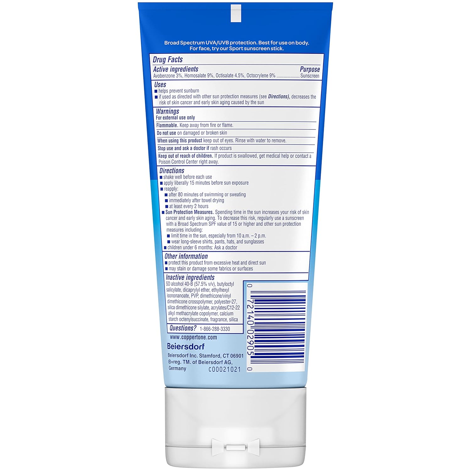Coppertone SPORT Clear Sunscreen Lotion SPF 50, Water Resistant, 5 Fl Oz F103028