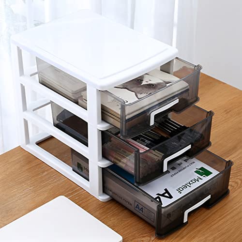 3 Drawer Plastic Storage Bins with Clear Drawers for Home O157