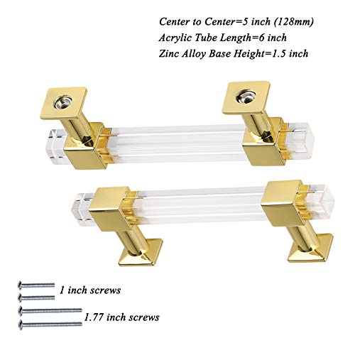 30 Pack Cabinet Pulls 5 Inch Hole Center Gold Acrylic Drawer Handles B672672