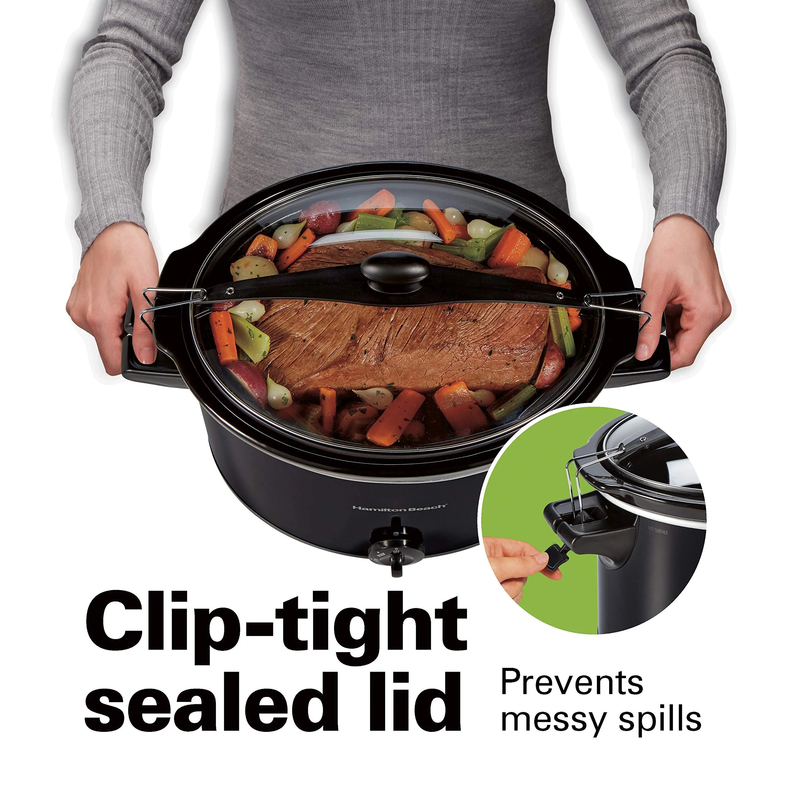 Hamilton Beach Slow Cooker 10 Quart Portable with Lid Lock, Dishwasher Safe Crock, Black Z9769