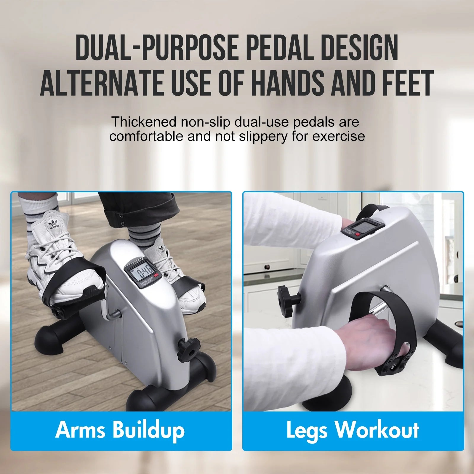 Under Desk Bike Pedal Exerciser with LCD Display for Arm and Leg Exercise H131900
