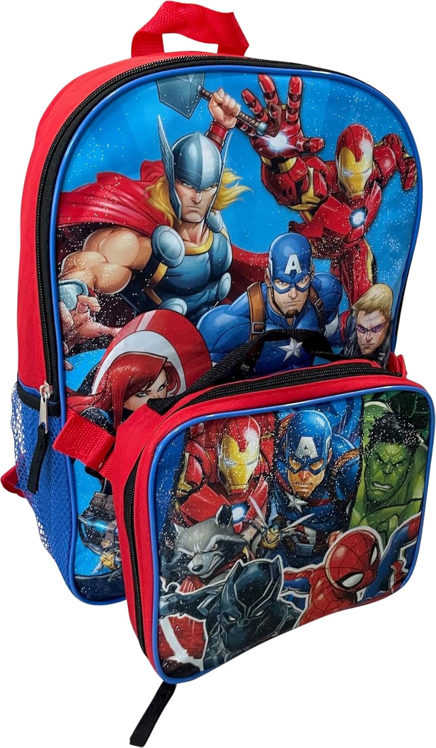 Marvel Avengers 15 Inch Kids Backpack with Removable Lunch Box Set I923900