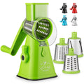 Zulay Kitchen Rotary Cheese Grater Cheese Shredder 3 Replaceable Stainless Steel Blades Light Green