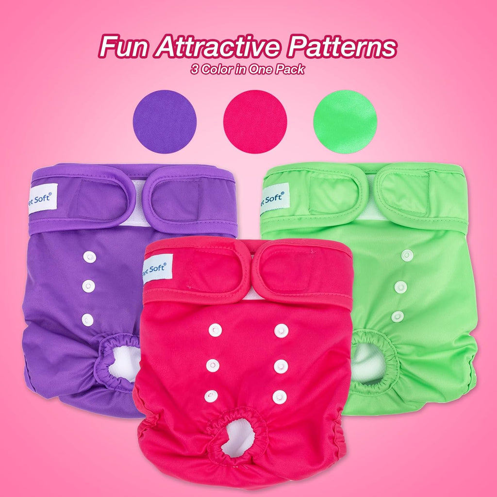 Pet Soft Washable Female Dog Diapers (3 Pack) - Classy, S B5789