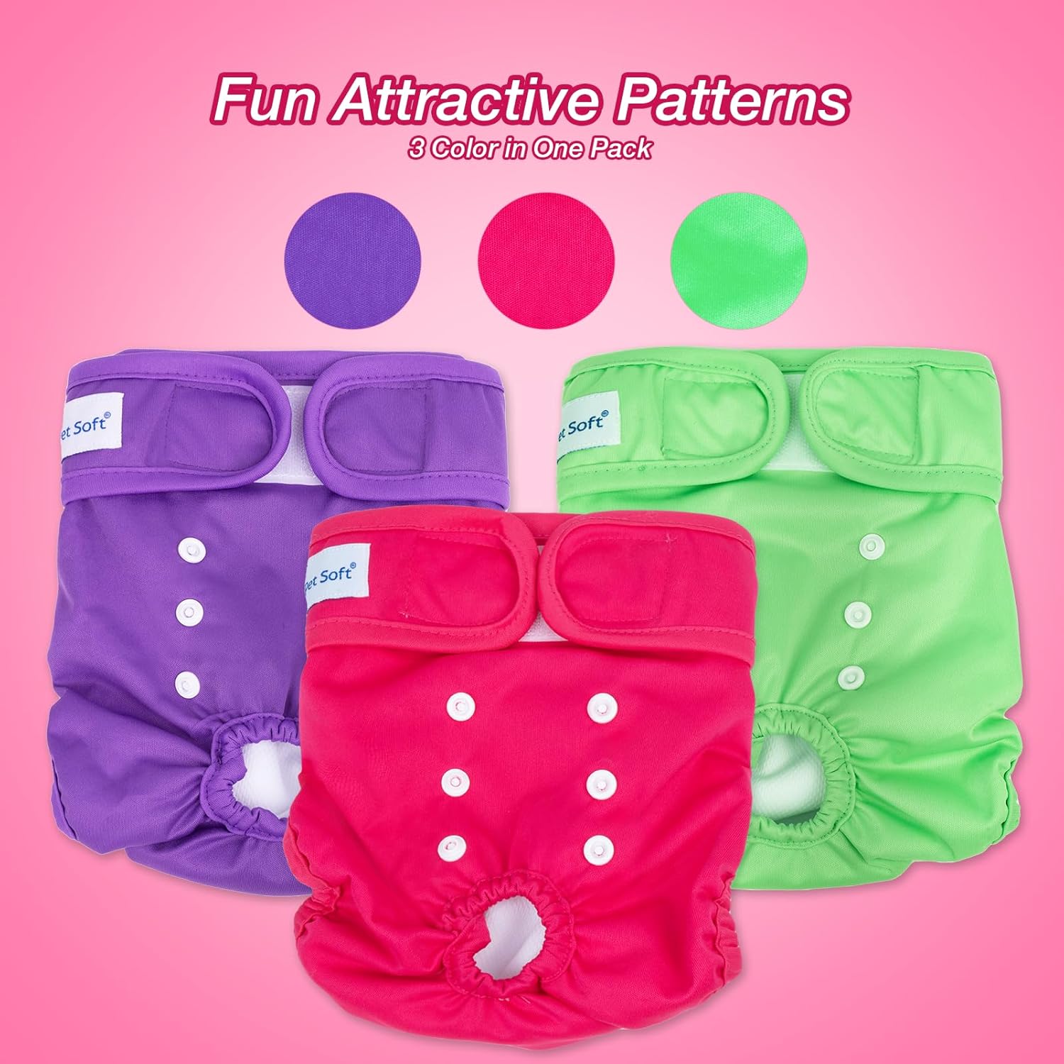 Pet Soft Washable Female Dog Diapers (3 Pack) - Classy, S B5789