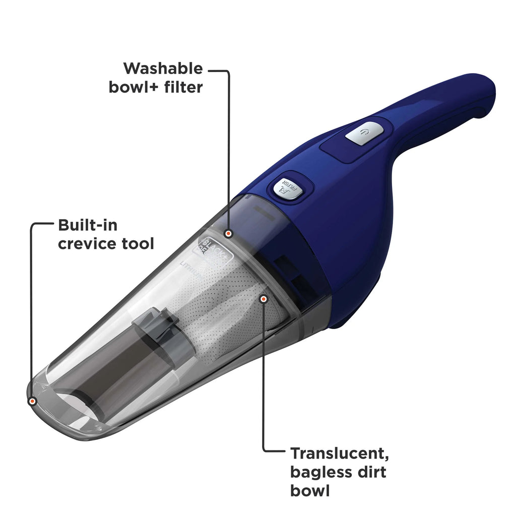 BLACK+DECKER Compact Lithium Hand Vac 2Ah Kit, Cobalt Blue Z13412