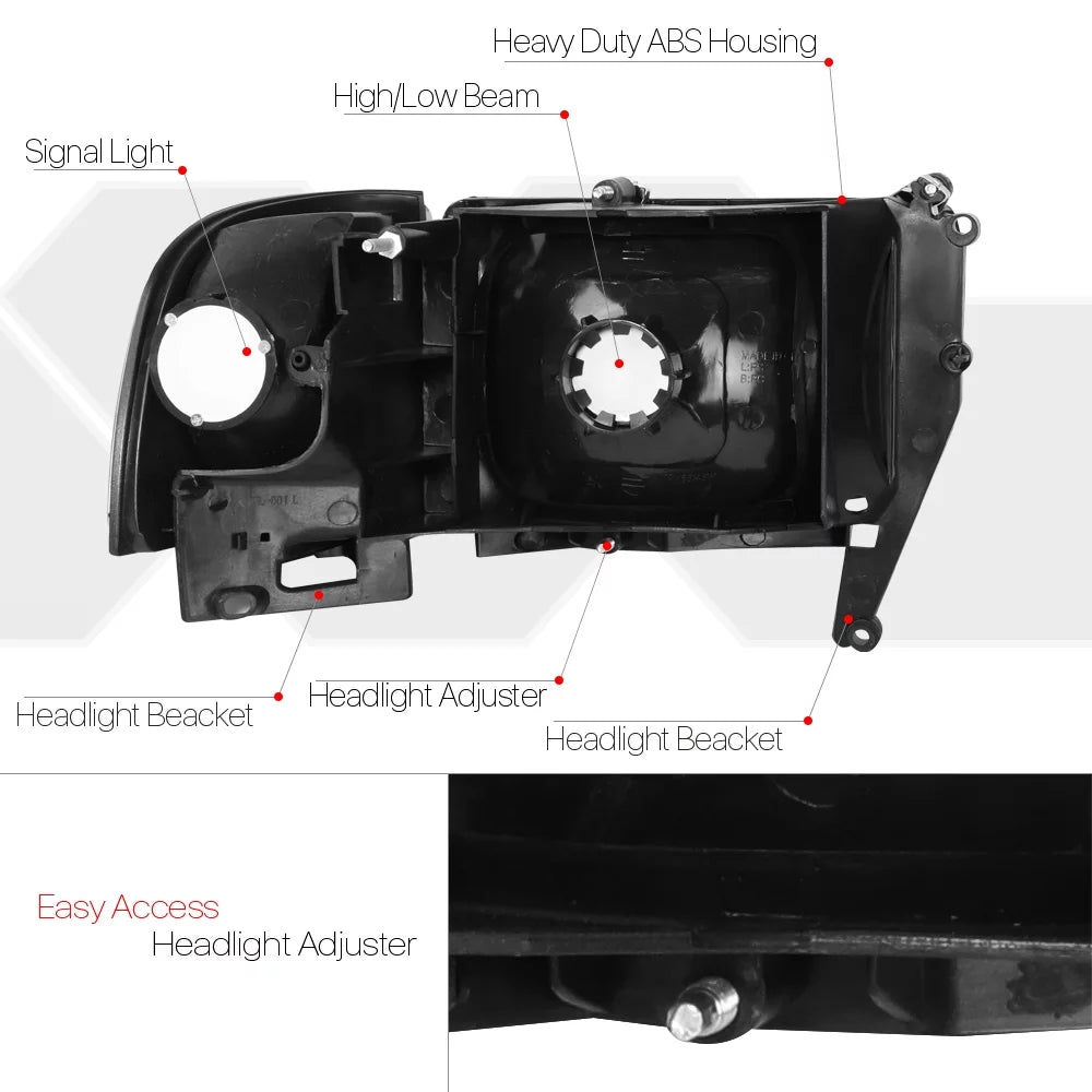 Chrome Housing Headlight Clear Corner Turn Signal for 94-02 Dodge Ram R31640