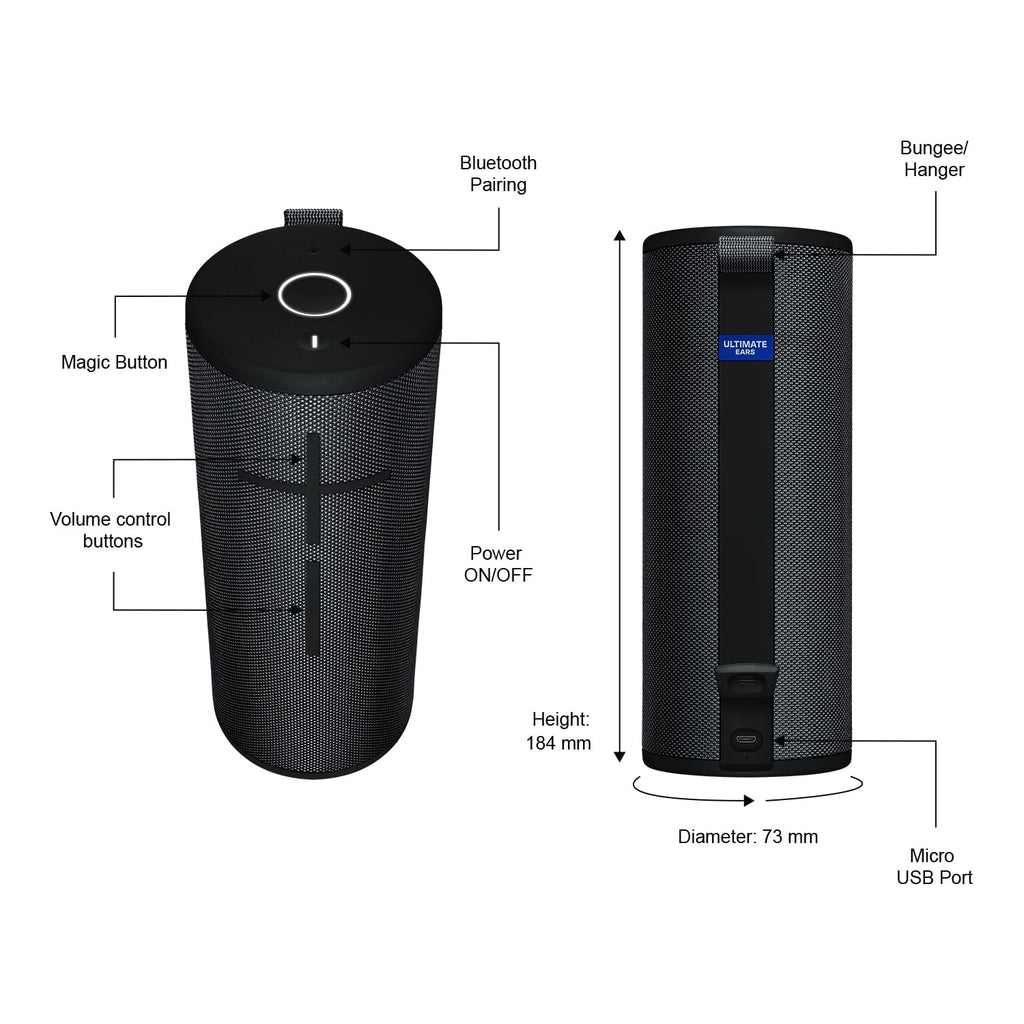 Ultimate Ears BOOM EXC Portable Waterproof Bluetooth Speaker, Night Black Q920
