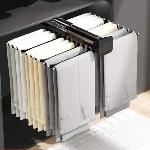 Black Trouser Hanger Extendable Pull-Out Rack O939
