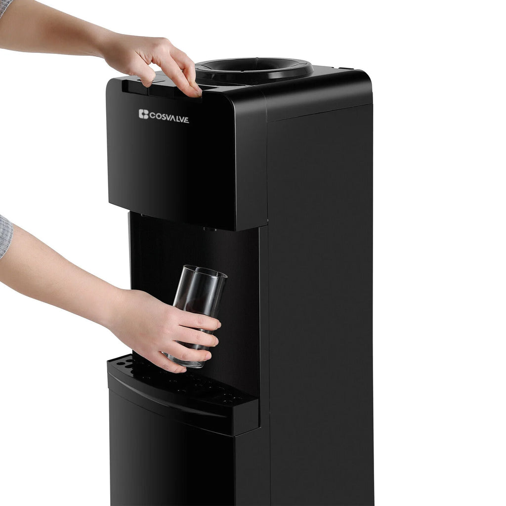 COSVALVE 5 Gallon Hot Cold Water Dispenser Cooler with Child Safety Lock, Black A528410