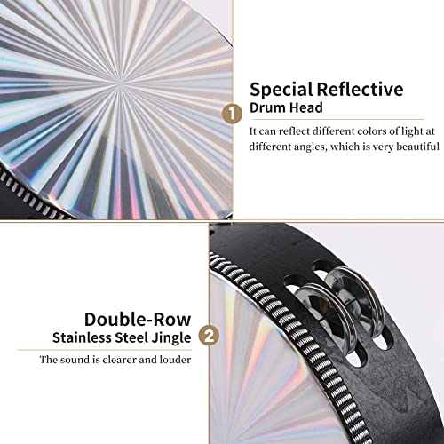 Radiant 10 Inch Tambourine with Double Row Jingle Hand Drum J629