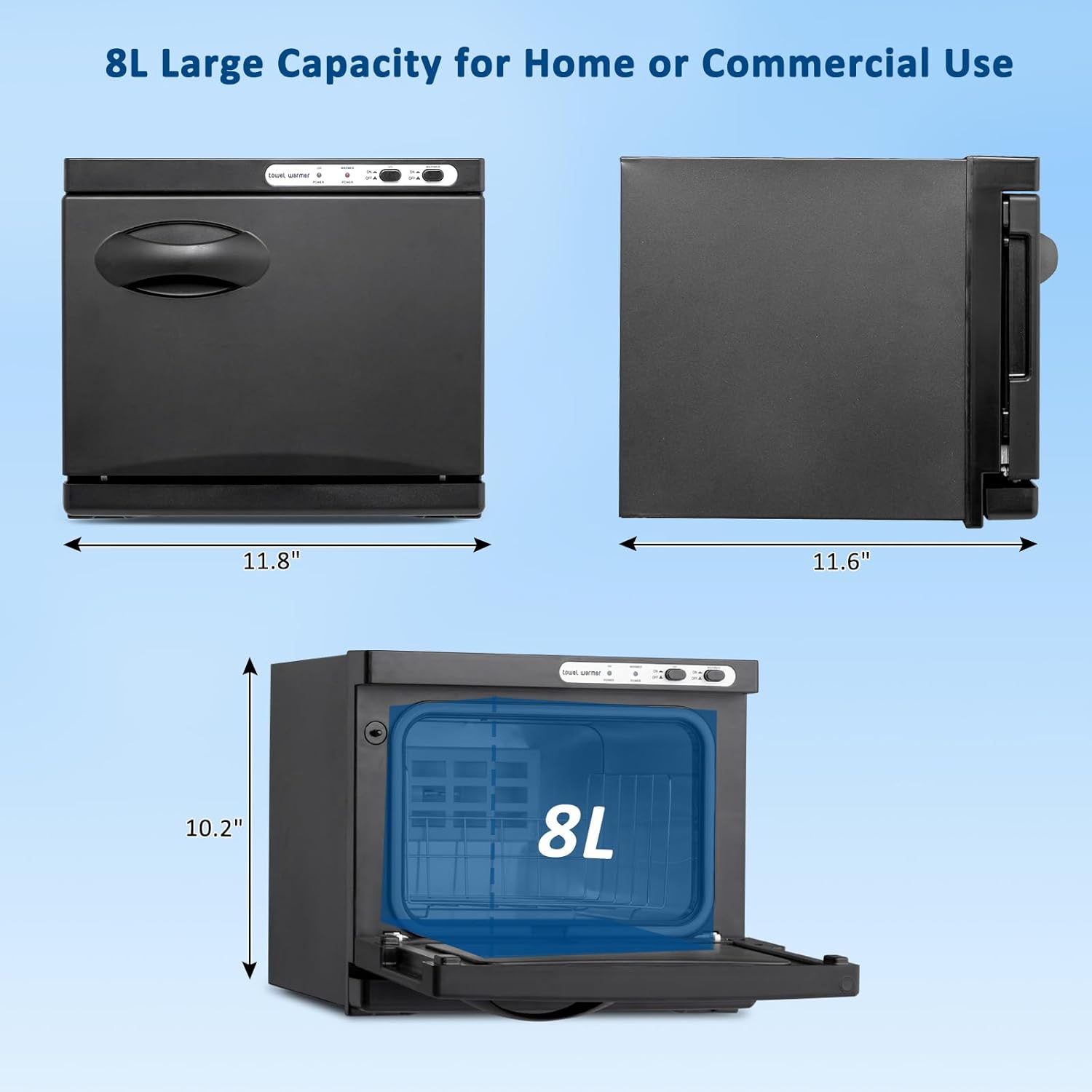 Black Aluminum Towel Warmer Cabinet for Salons & Spas F920198