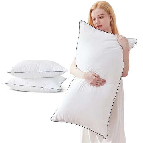 Cosybay Goose Feather and Down Bed Pillow, Premium Medium White Pillow Inserts for Sleeping, Luxury Bedding Pillows for Side and Back Sleepers, King Size, 20x36 Inches, 2 Pack